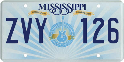 MS license plate ZVY126