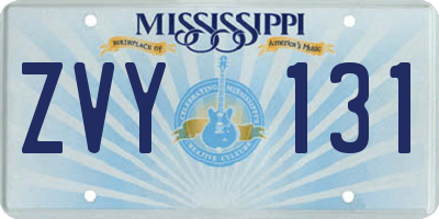MS license plate ZVY131