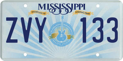 MS license plate ZVY133
