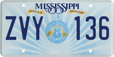 MS license plate ZVY136