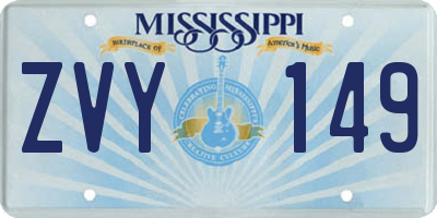MS license plate ZVY149