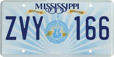 MS license plate ZVY166