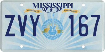 MS license plate ZVY167
