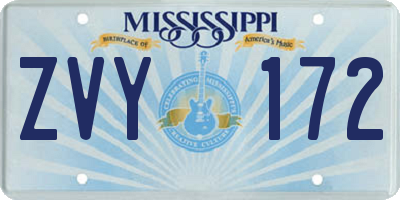MS license plate ZVY172