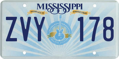MS license plate ZVY178