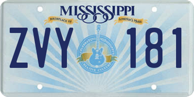 MS license plate ZVY181