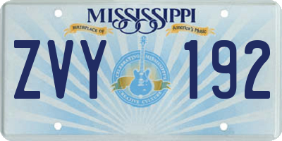 MS license plate ZVY192