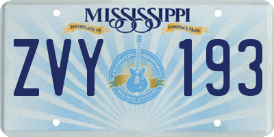 MS license plate ZVY193
