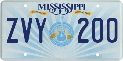 MS license plate ZVY200