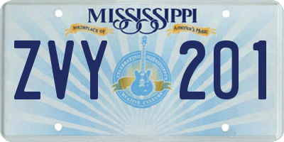 MS license plate ZVY201