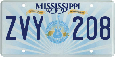 MS license plate ZVY208