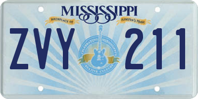 MS license plate ZVY211