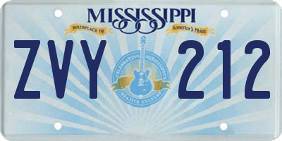 MS license plate ZVY212