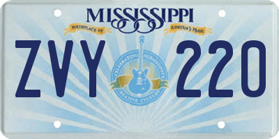 MS license plate ZVY220