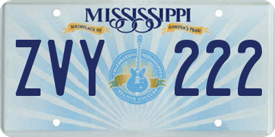 MS license plate ZVY222