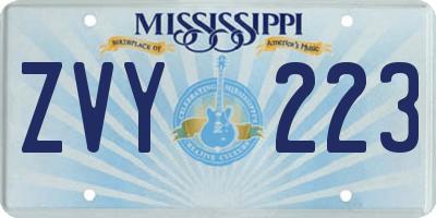 MS license plate ZVY223