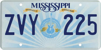 MS license plate ZVY225