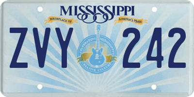 MS license plate ZVY242