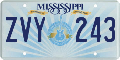 MS license plate ZVY243