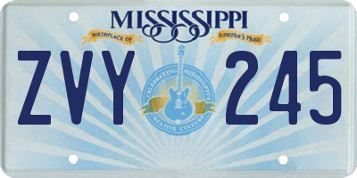 MS license plate ZVY245