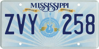 MS license plate ZVY258