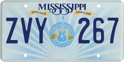 MS license plate ZVY267