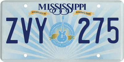 MS license plate ZVY275