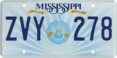 MS license plate ZVY278