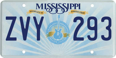 MS license plate ZVY293