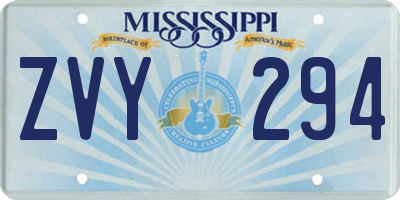 MS license plate ZVY294