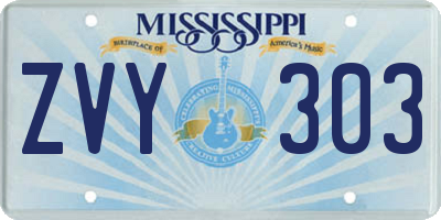MS license plate ZVY303