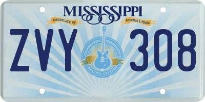 MS license plate ZVY308