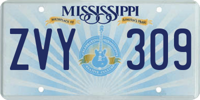 MS license plate ZVY309