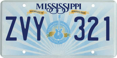 MS license plate ZVY321