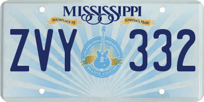 MS license plate ZVY332