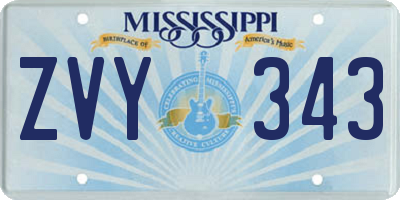MS license plate ZVY343