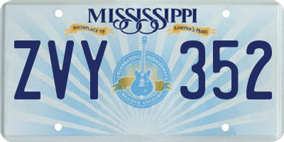 MS license plate ZVY352