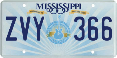 MS license plate ZVY366