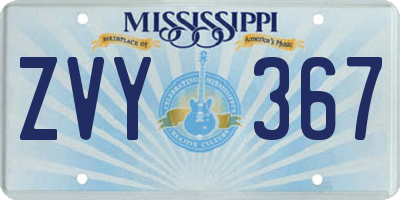 MS license plate ZVY367