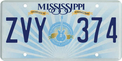MS license plate ZVY374