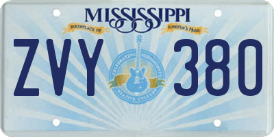 MS license plate ZVY380
