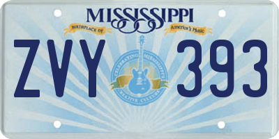 MS license plate ZVY393