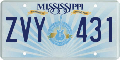 MS license plate ZVY431
