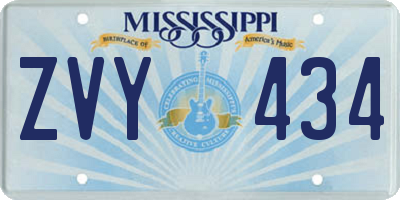MS license plate ZVY434