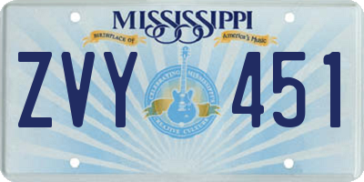 MS license plate ZVY451