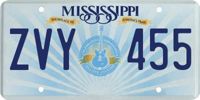 MS license plate ZVY455