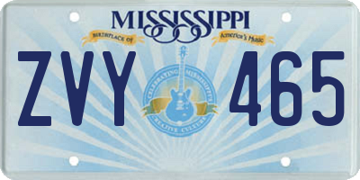 MS license plate ZVY465