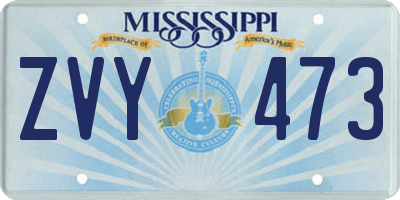 MS license plate ZVY473
