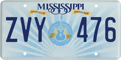 MS license plate ZVY476
