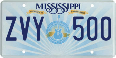 MS license plate ZVY500